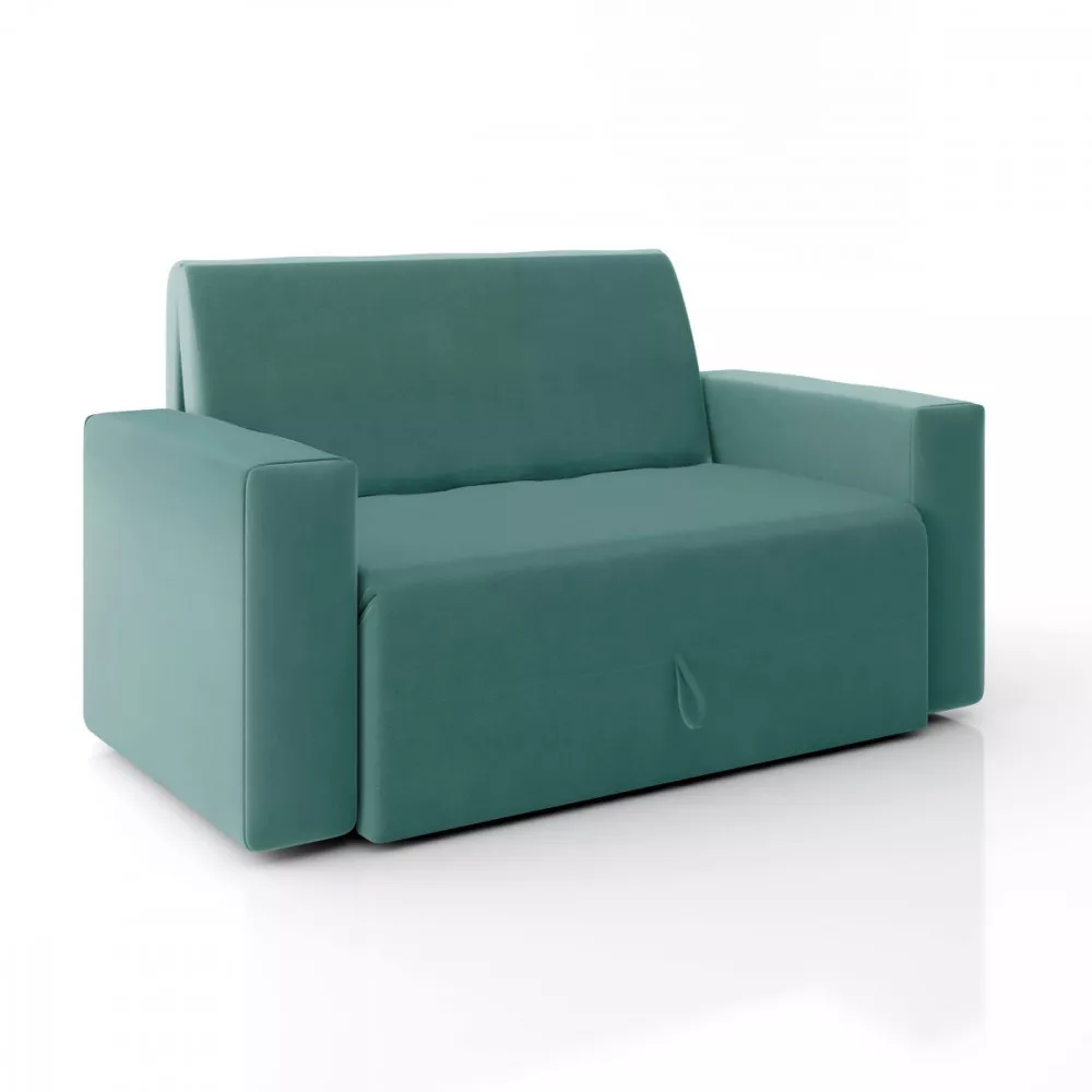 Image 0 of 6 of Sofa Cama Casal 5000 Com Braço Veludo Azul Turquesa Mamflex