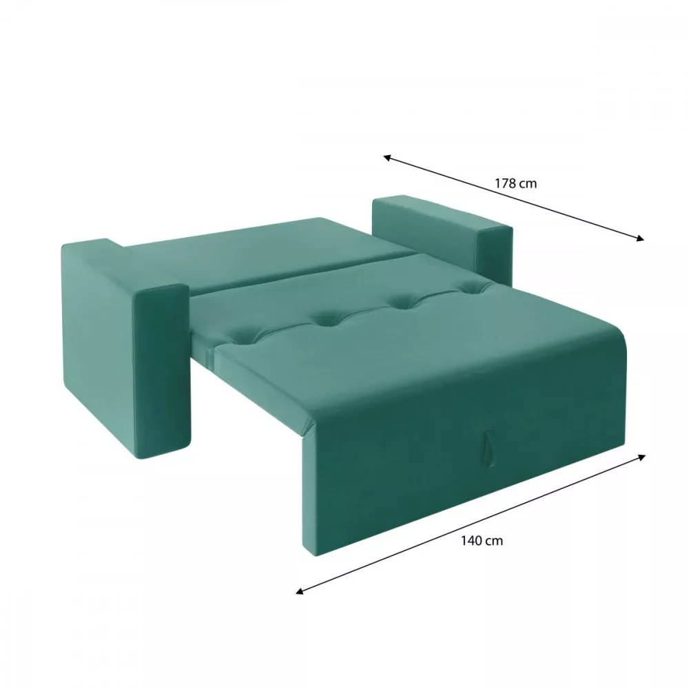Image 3 of 6 of Sofa Cama Casal 5000 Com Braço Veludo Azul Turquesa Mamflex