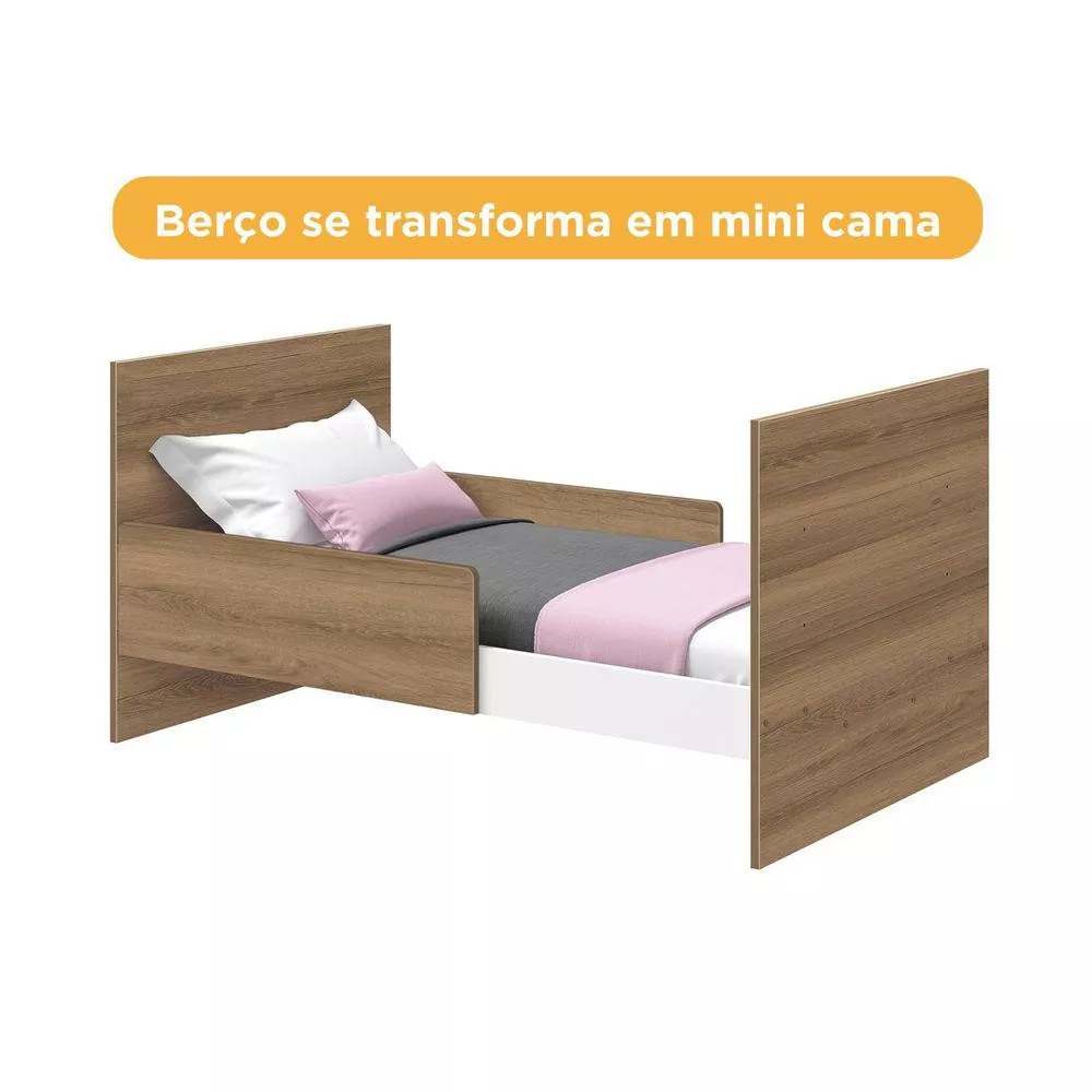 Image 3 of 5 of Berço Americano Katatau Multifuncional 3 em 1 Branco Brilho Mezzo Fosco Reller