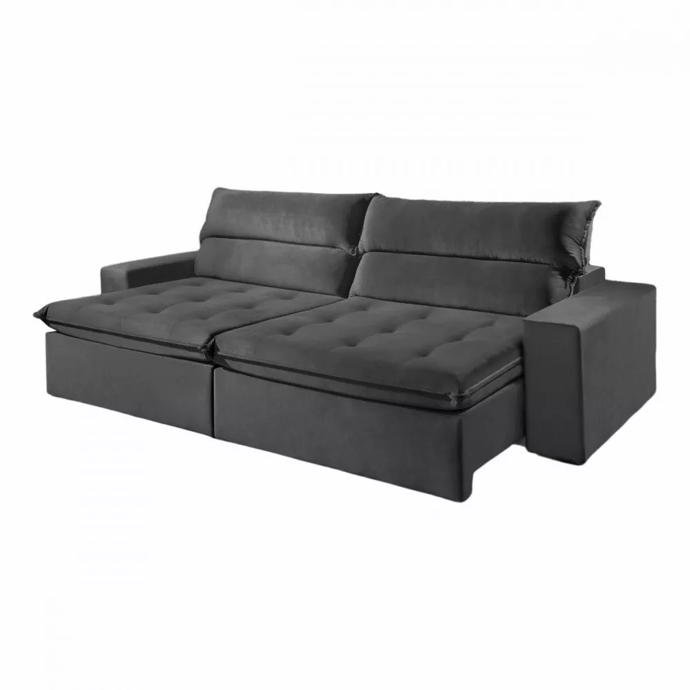 Image 0 of 5 of Sofa Retratil Reclinavel Santorini 2.50m Veludo Grafite Montano