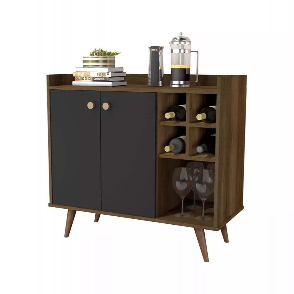 Image 0 of 4 of Aparador Buffet Adega 2 Portas Canela Com Preto 1212 Jb Bechara