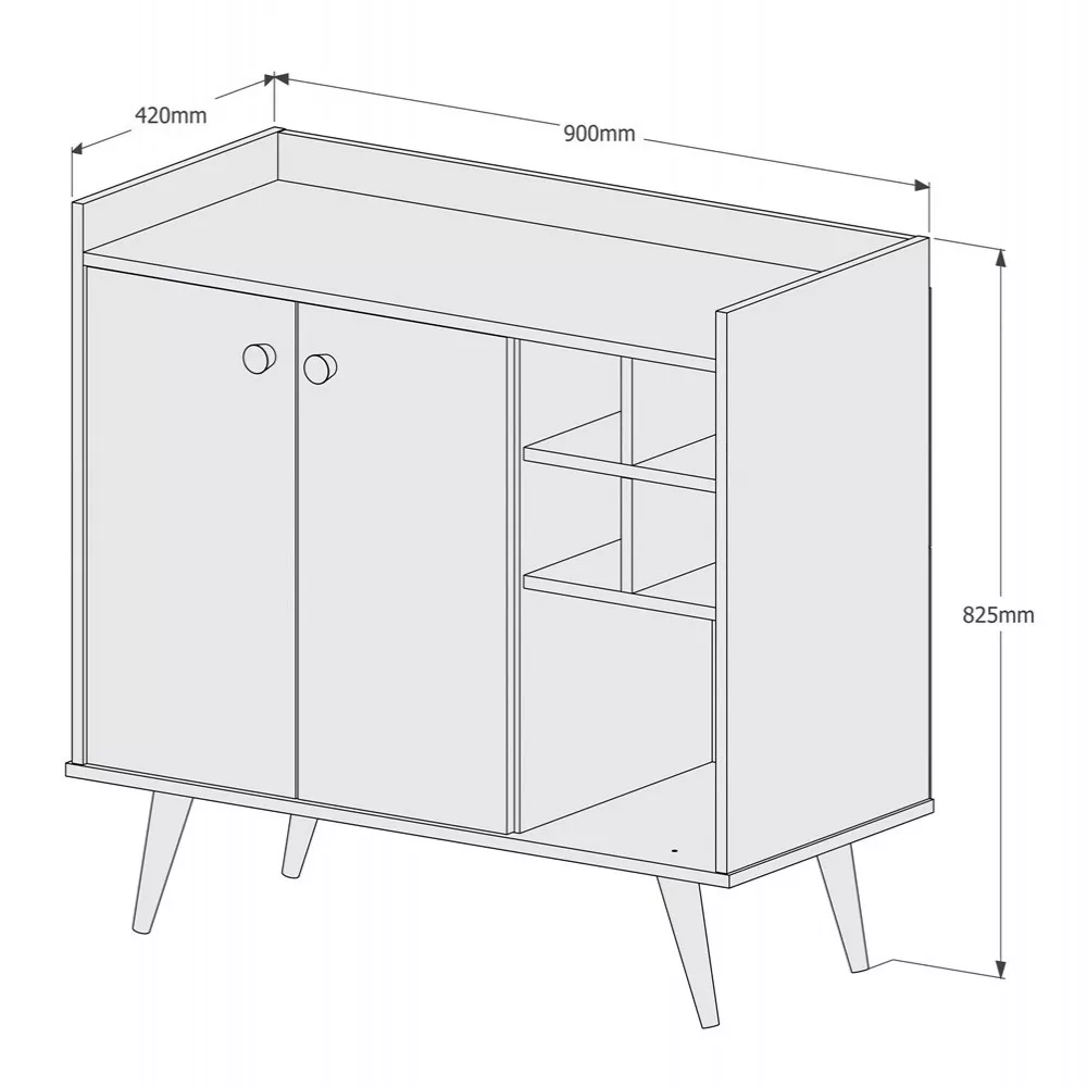Image 3 of 4 of Aparador Buffet Adega 2 Portas Canela Com Preto 1212 Jb Bechara
