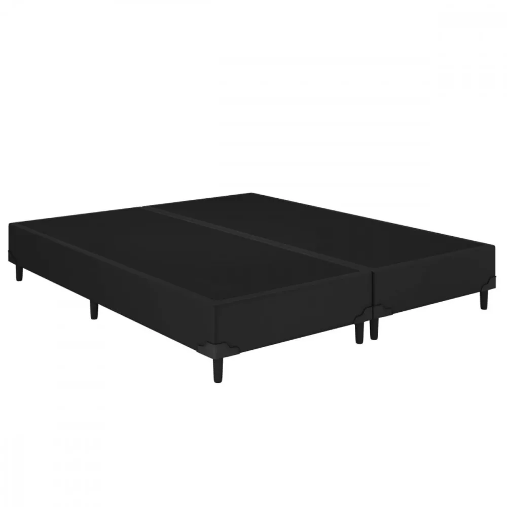 Image 0 of 1 of Base Cama Box King 192x203x25 Sued Preto Sanmade Maite