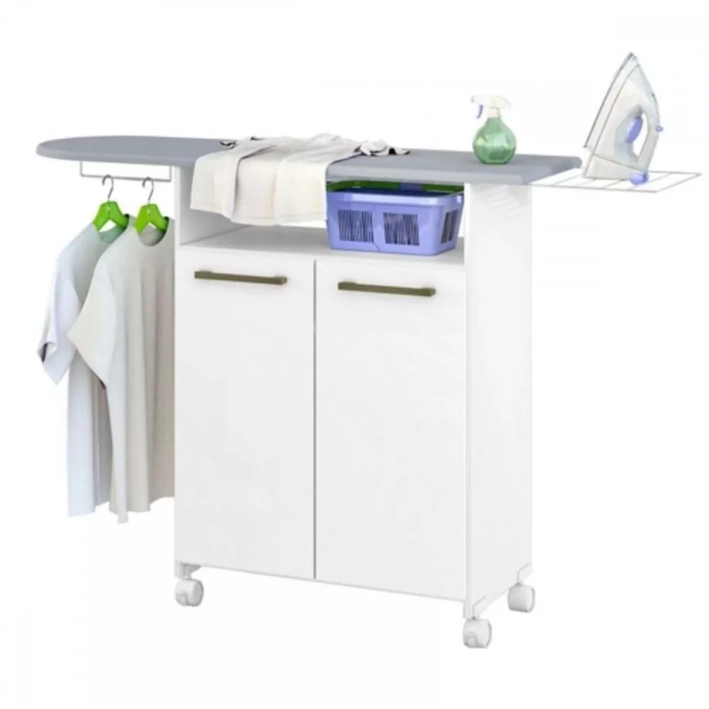 Image 0 of 4 of Tabua de Passar Roupa Primor Com 2 Portas e Cabideiro Branco Zanzini