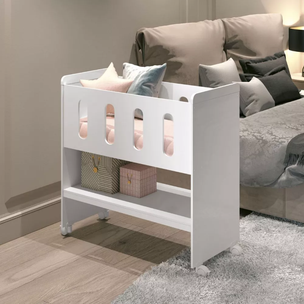 Image 2 of 9 of Mini Berço com Colchão 90x40x8 Zain 3 em 1 Branco Brilho Reller