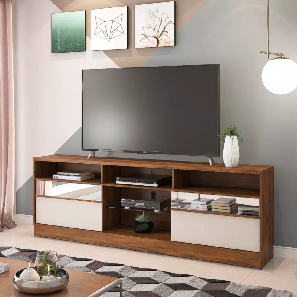 Image 1 of 3 of Rack Berlim para TV de até 55 Polegadas Imbuia com Off White Viero