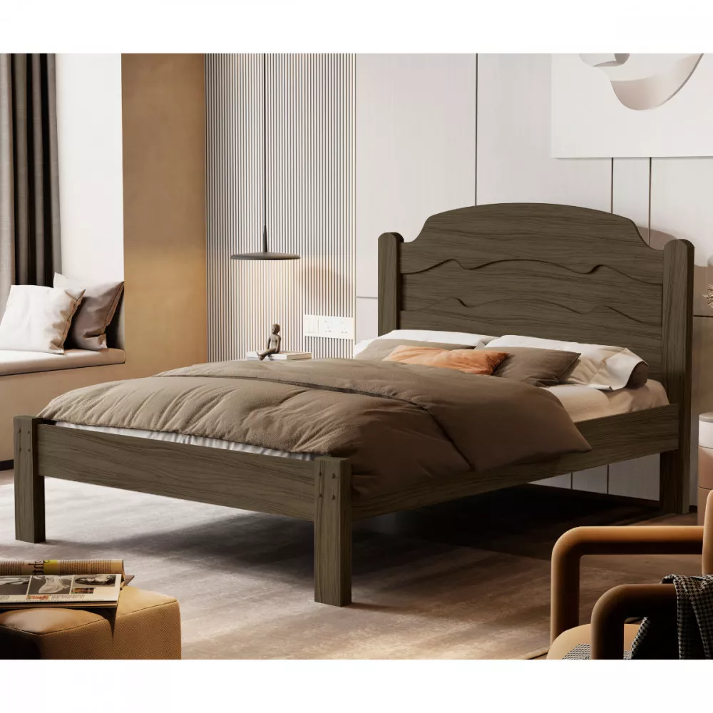 Image 1 of 2 of Cama de Casal Iris MDF Castanho VJ Móveis