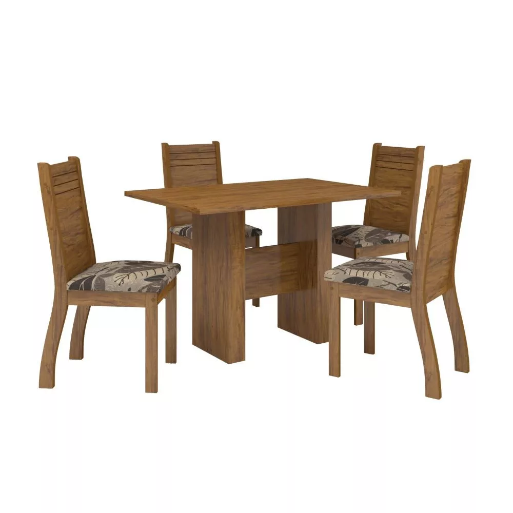 Image 2 of 4 of Mesa Com 4 Cadeiras Imbuia Tecido Cacau Quick Vieiro