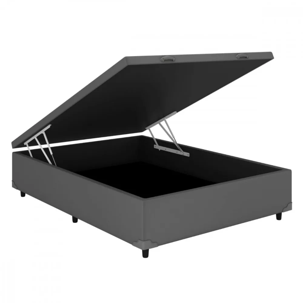 Image 0 of 2 of Base Cama Box Viúva Baú 128x188x35 Sued Cinza Sanmade Maite