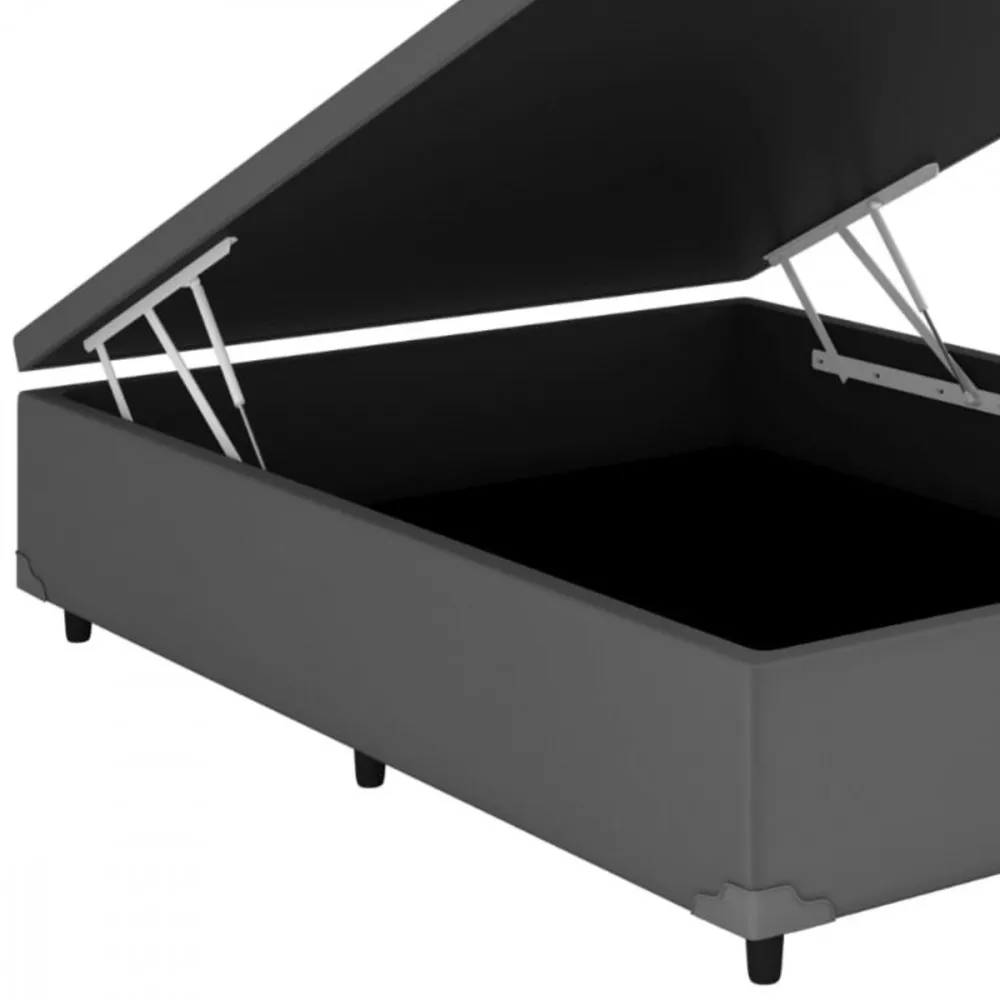 Image 1 of 2 of Base Cama Box Viúva Baú 128x188x35 Sued Cinza Sanmade Maite