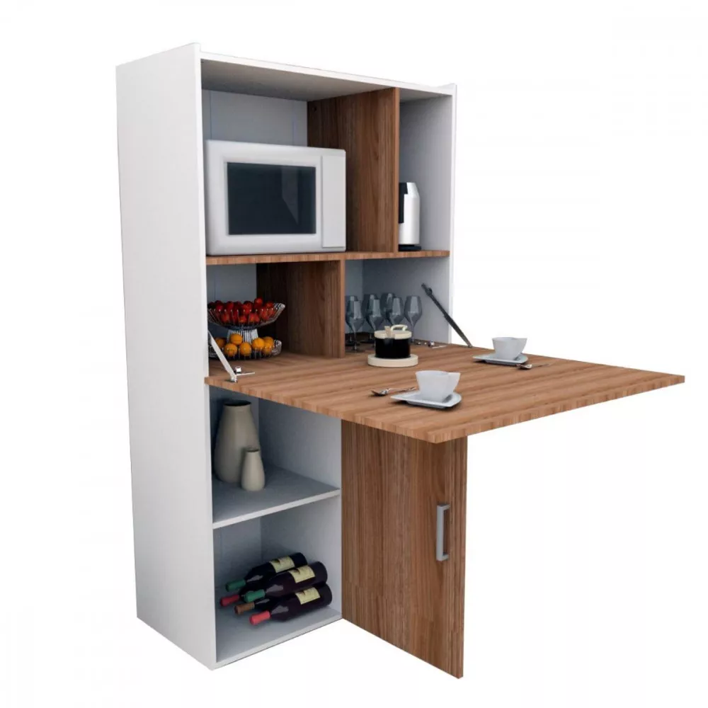 Image 0 of 6 of Armario Multiuso 2 Portas Transforma Mesa Branco Castanho Appunto