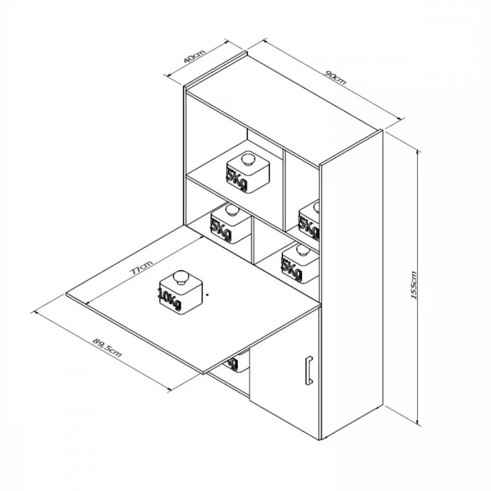 Image 4 of 6 of Armario Multiuso 2 Portas Transforma Mesa Branco Castanho Appunto