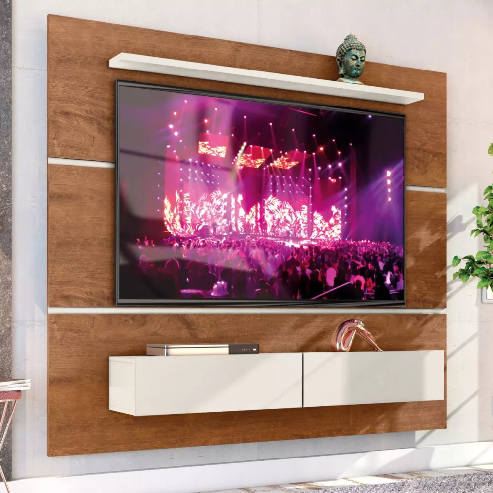 Image 1 of 3 of Painel Home Suspenso Para Tv Até 60 Polegadas 180 cm Arezzo Natura/Off white Zanzini