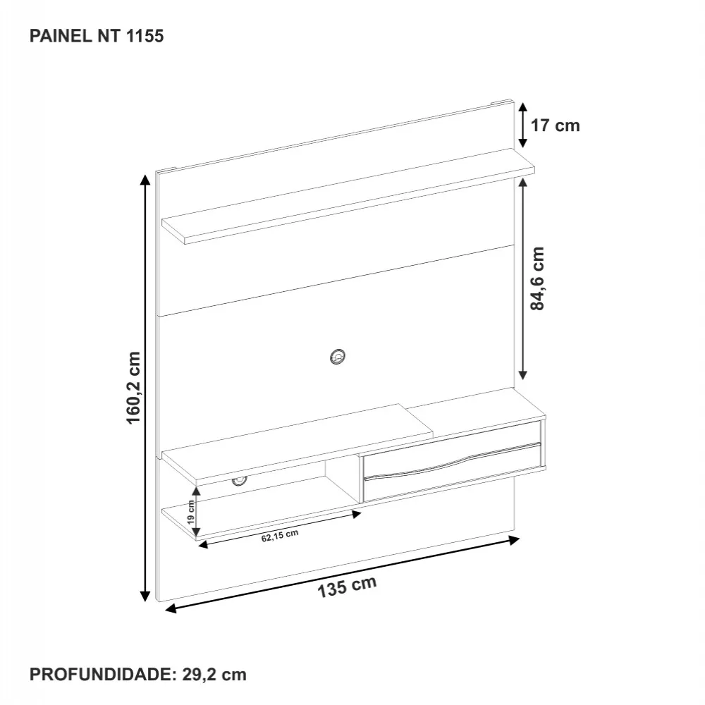 Image 3 of 4 of Painel Para TV Até 55 Polegadas Off White/Freijo Trend Notável