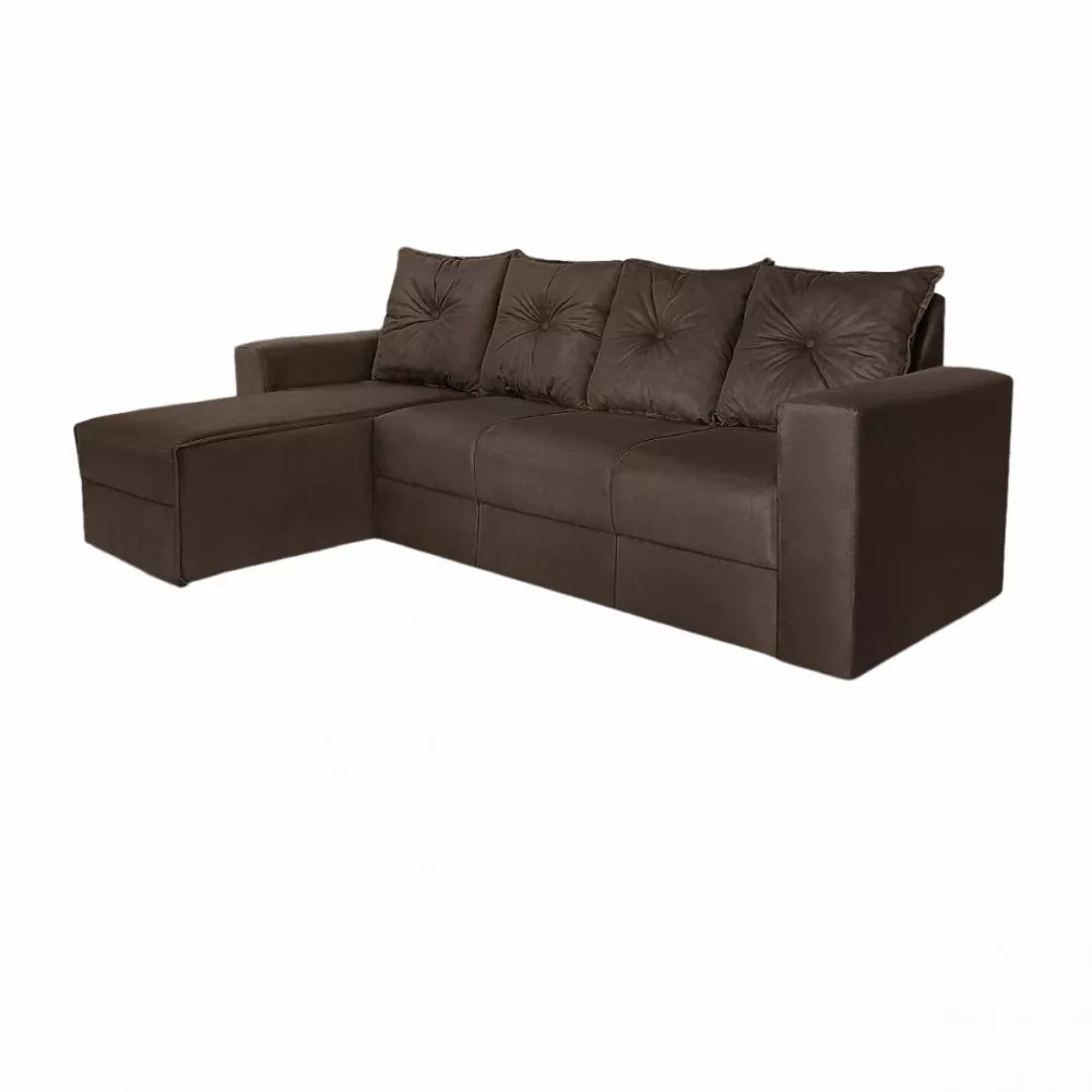 Image 0 of 3 of Sofá 3 Lugares Com Chaise Suede Marrom Zinhão