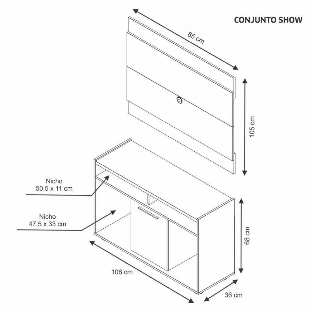 Image 3 of 4 of Conjunto Show Painel e Rack para Tv 43 Polegadas Notável