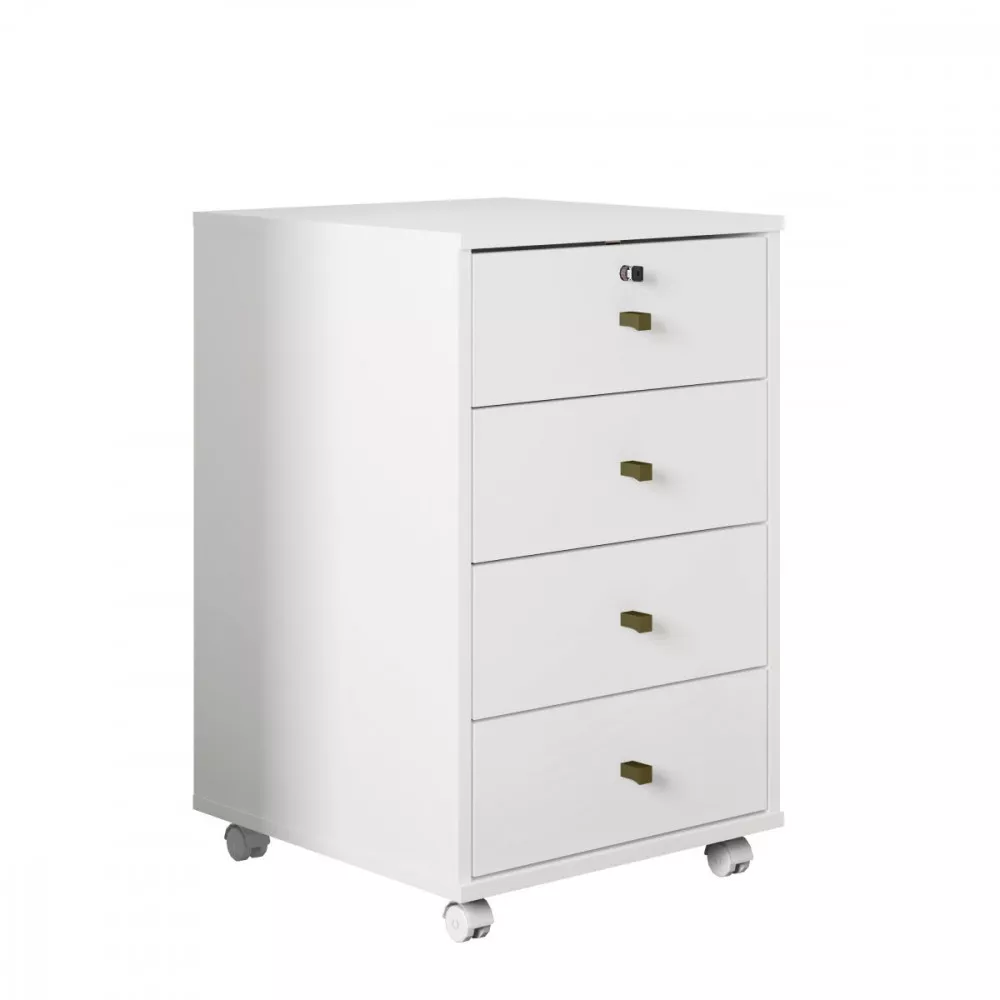 Image 1 of 4 of Gaveteiro Intelectual Plus 4 Gavetas Com Chave Branco Absoluto Zanzini