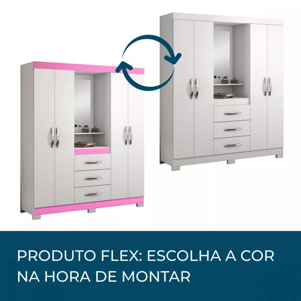 Image 3 of 6 of Guarda Roupa Capelinha 4 Portas e 3 Gavetas com Espelhos Notável