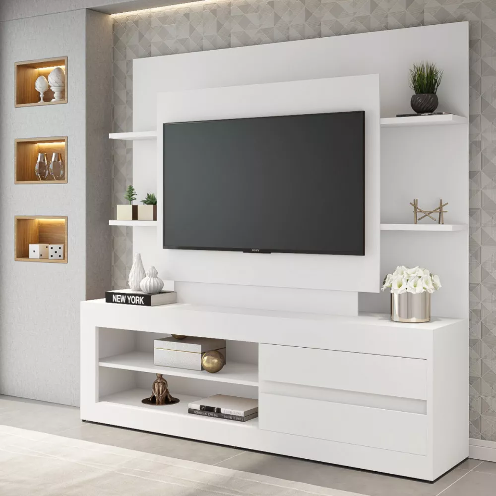 Image 1 of 2 of Estante Home Grego para TV de até 55 Polegadas Branco Viero