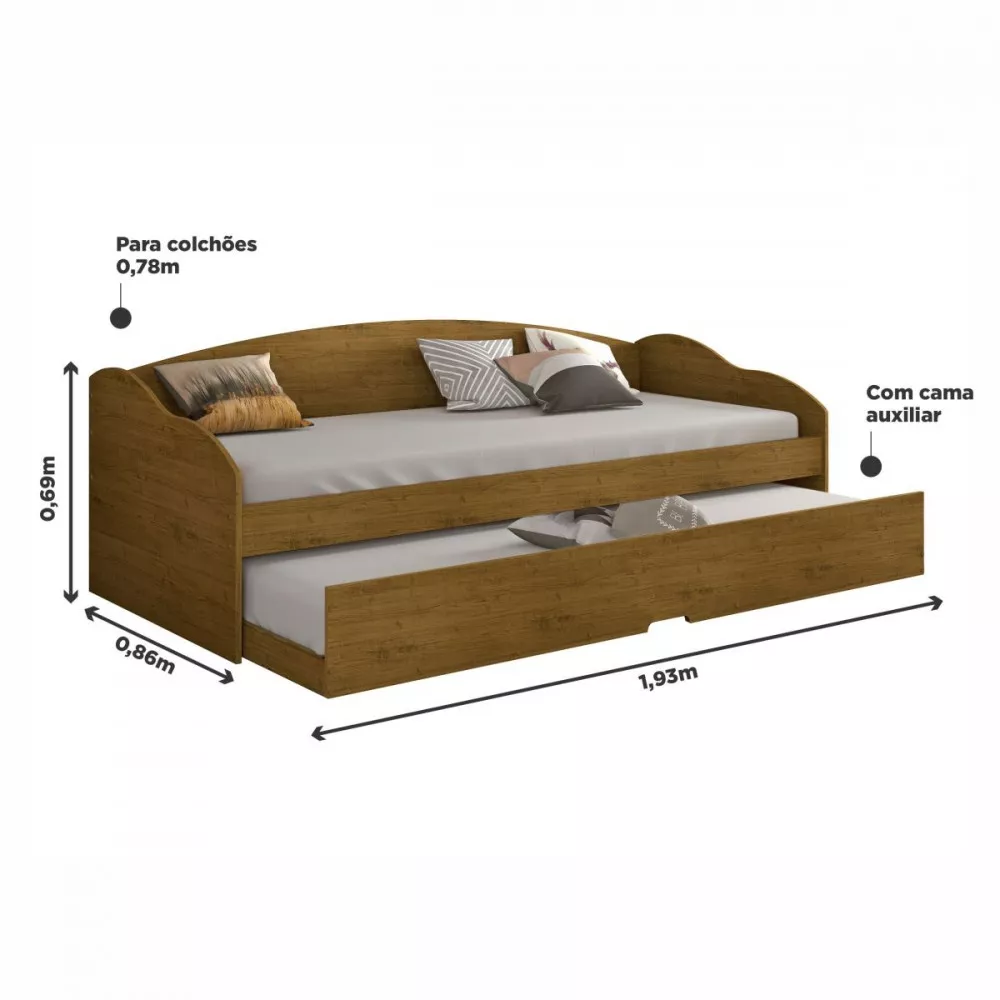Image 2 of 4 of Sofá Cama Funny III Com Cama Auxiliar Carvalho Rustico Conquista Móveis