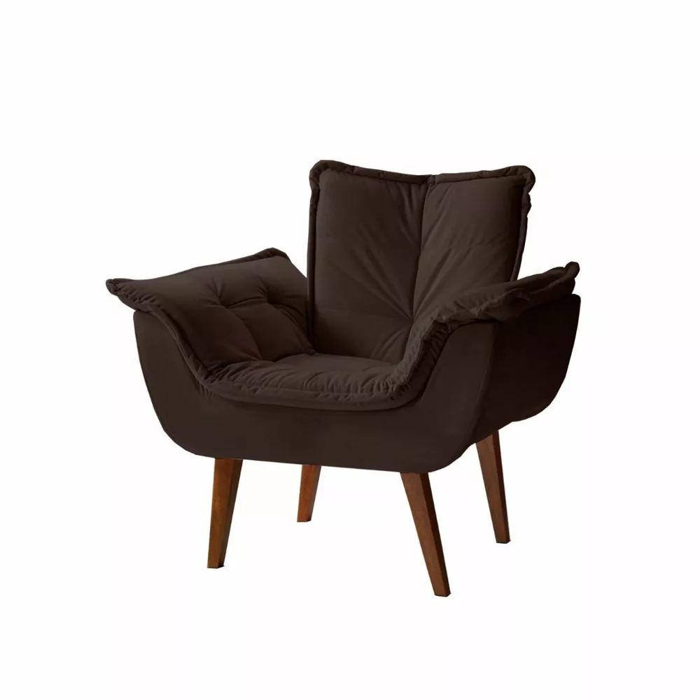 Image 0 of 4 of Poltrona Decorativa Eros Tecido Veludo Jolie Marrom Montano