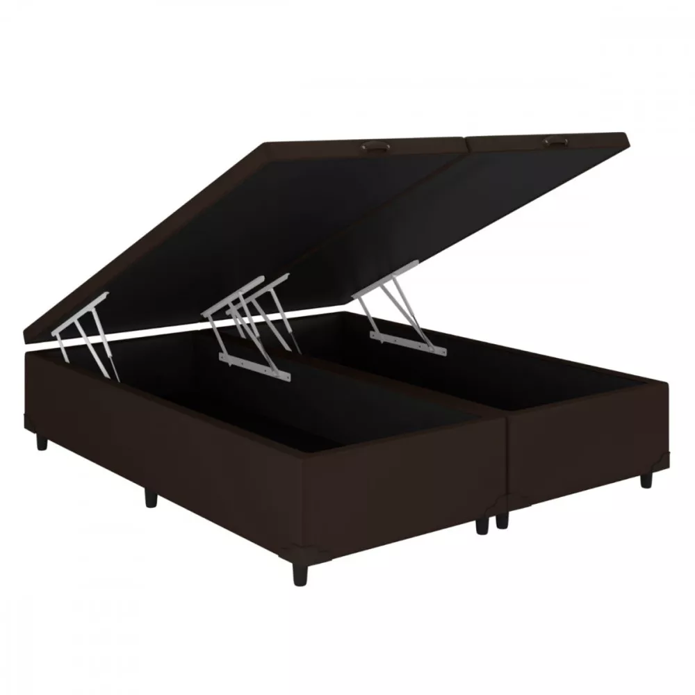 Image 0 of 2 of Base Cama Box King Baú 192x203x35 Sued Marrom Sanmade Maite