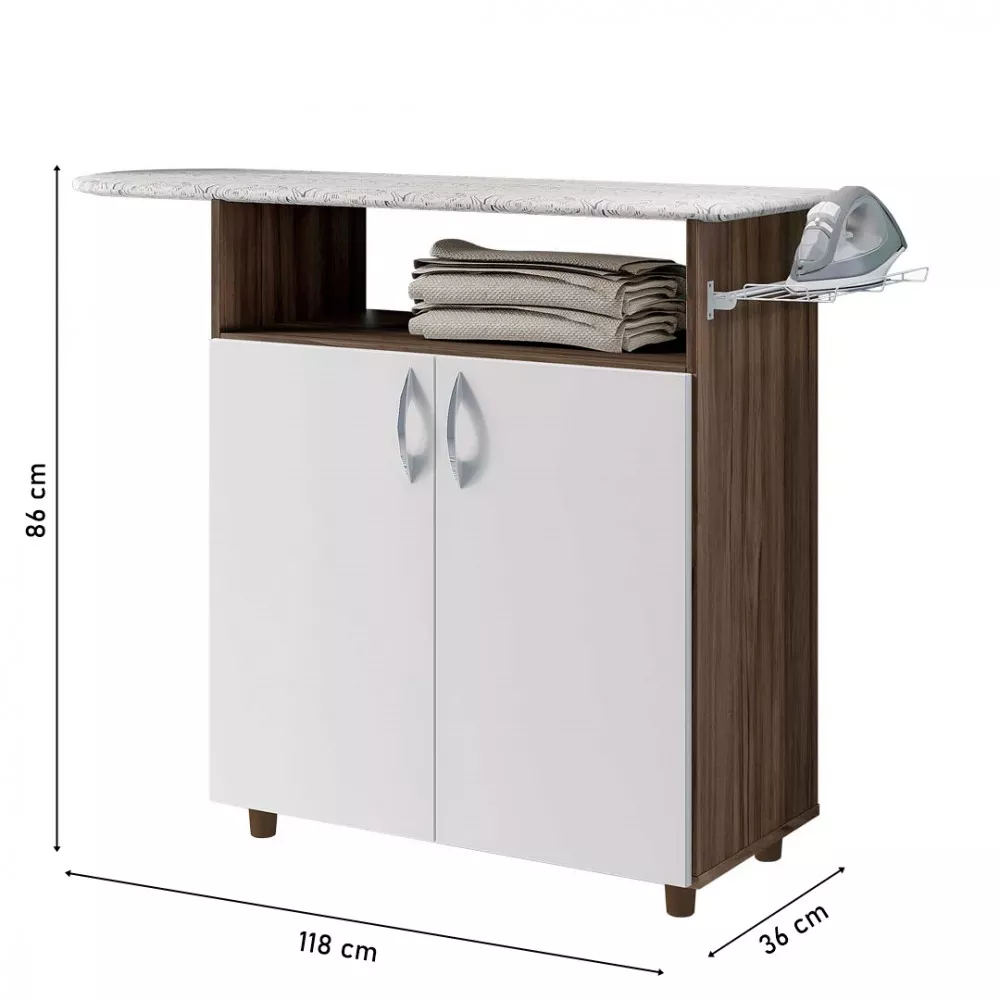 Image 3 of 4 of Tábua de Passar Roupa 2 Portas Criativa Nogal Trend Branco New Notável