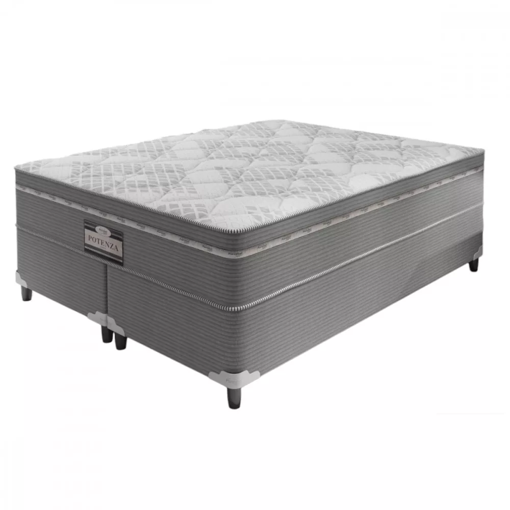 Image 0 of 4 of Cama Box King Potenza 193x203x58 Molas LFK Cinza e Banco Portobel