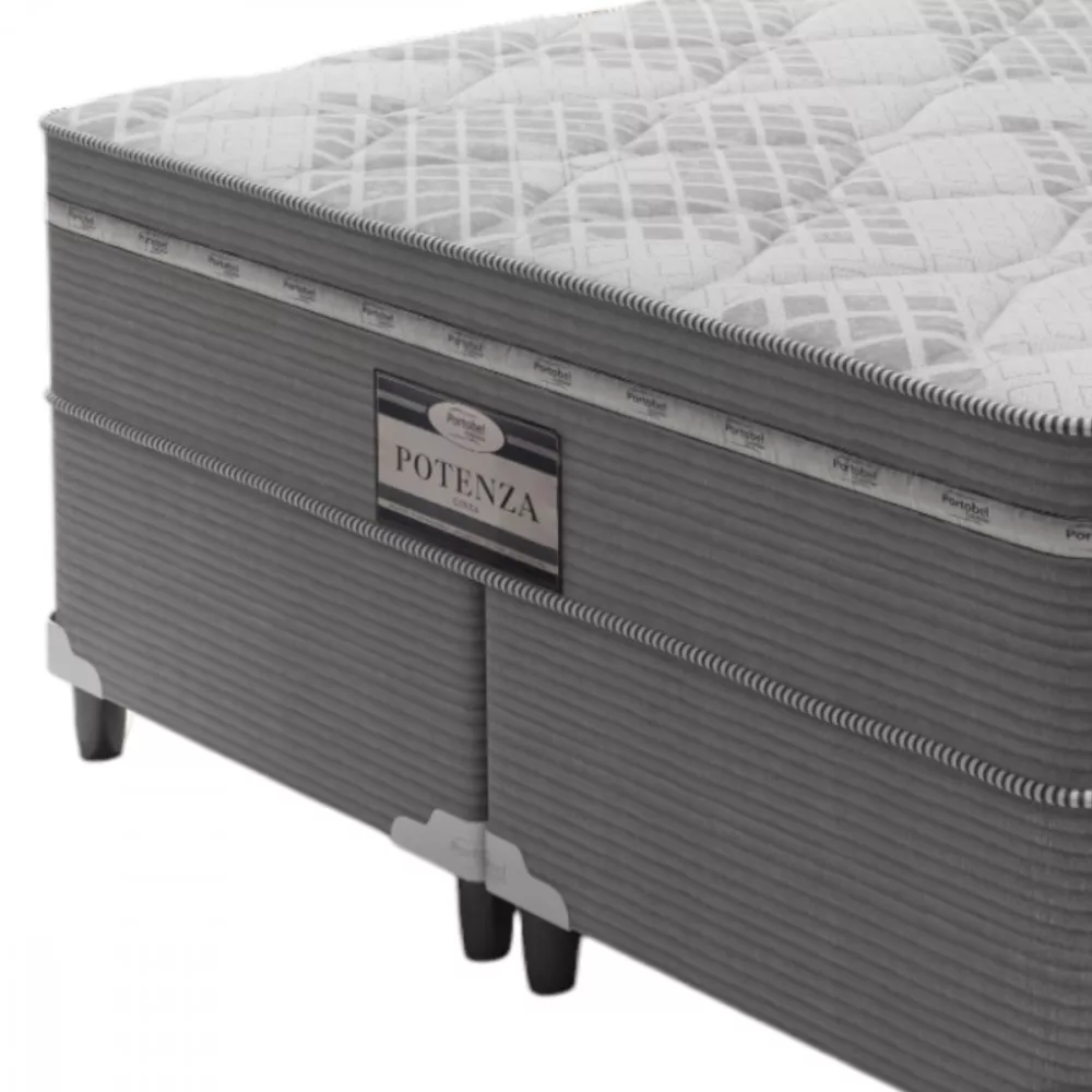 Image 2 of 4 of Cama Box King Potenza 193x203x58 Molas LFK Cinza e Banco Portobel