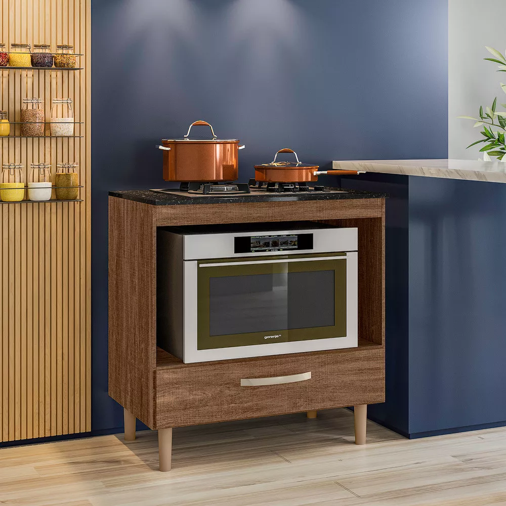 Image 1 of 3 of Balcao Cooktop e Forno Com 1 Gaveta Evora Rustico Nicioli