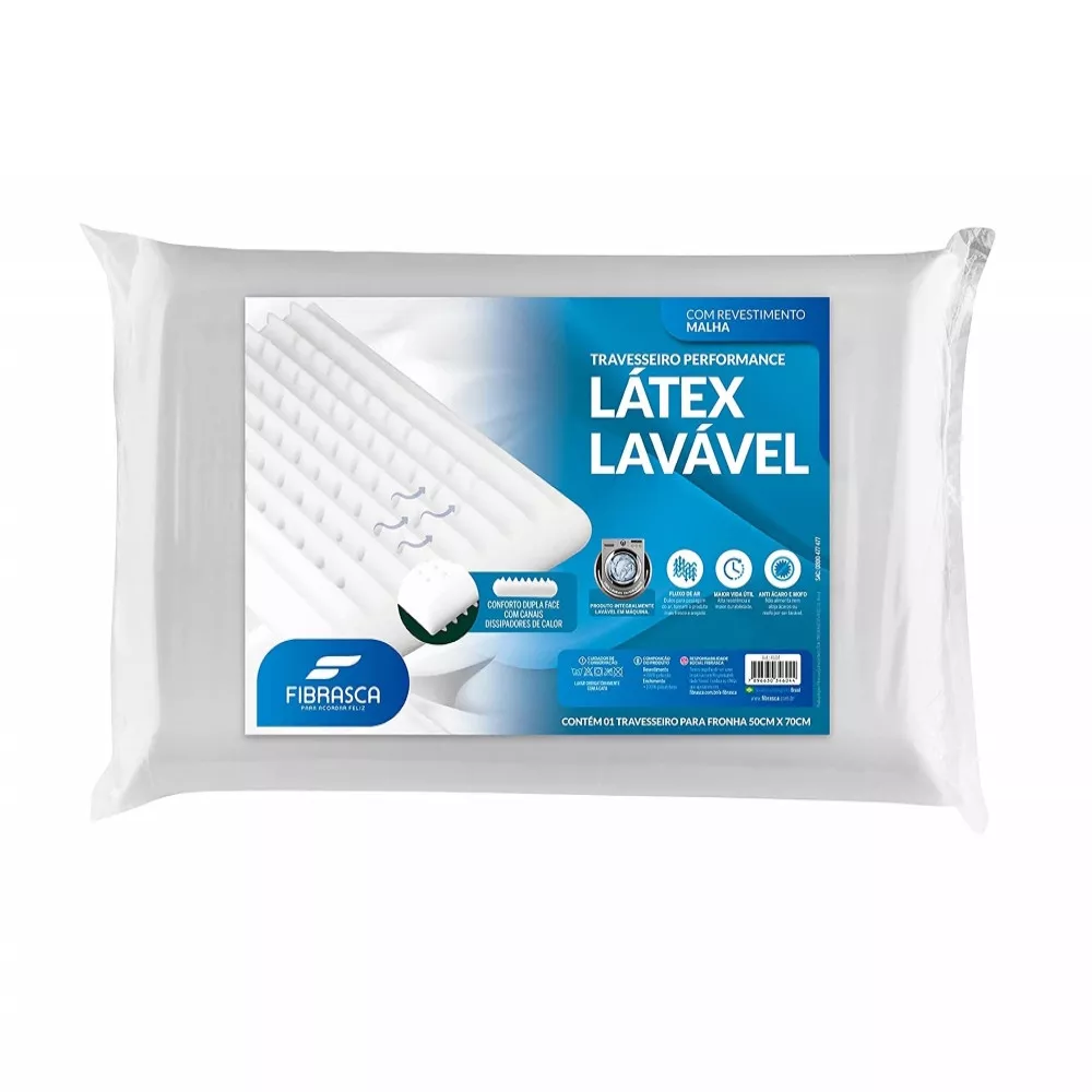 Image 0 of 4 of Travesseiro Látex lavável Sintético Performance 50x70x12 cm Branco Fibrasca