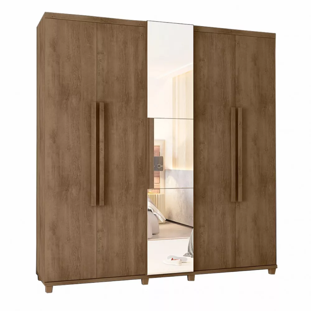 Image 0 of 4 of Guarda Roupa Casal Munique 5 Portas com Espelho Freijo RV