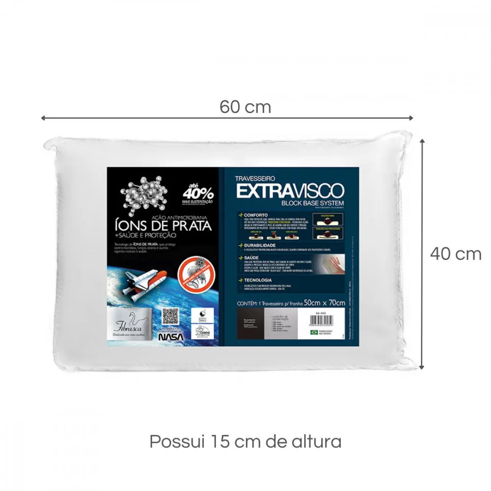 Image 1 of 2 of Travesseiro 40x60 Ions de Prata Fibrasca