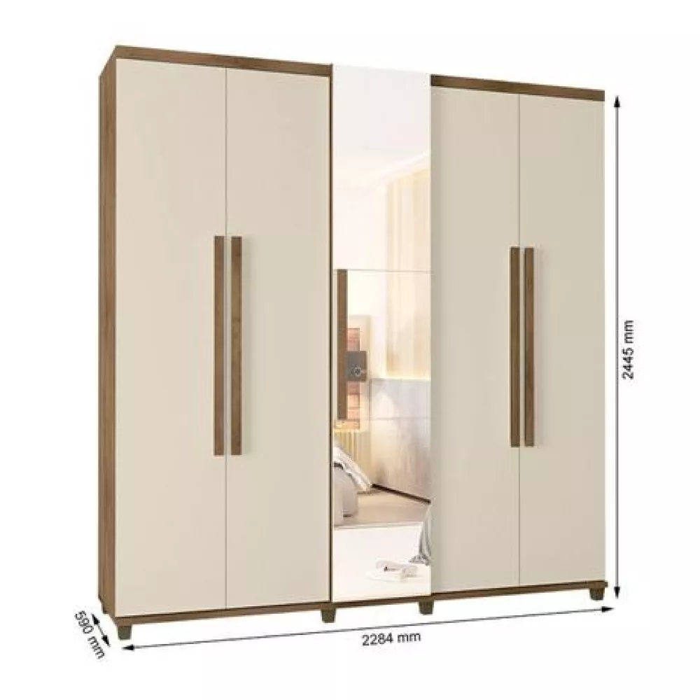 Image 2 of 3 of Guarda Roupa Munique 5 Portas 3 Gavetas com Espelho RV Moveis
