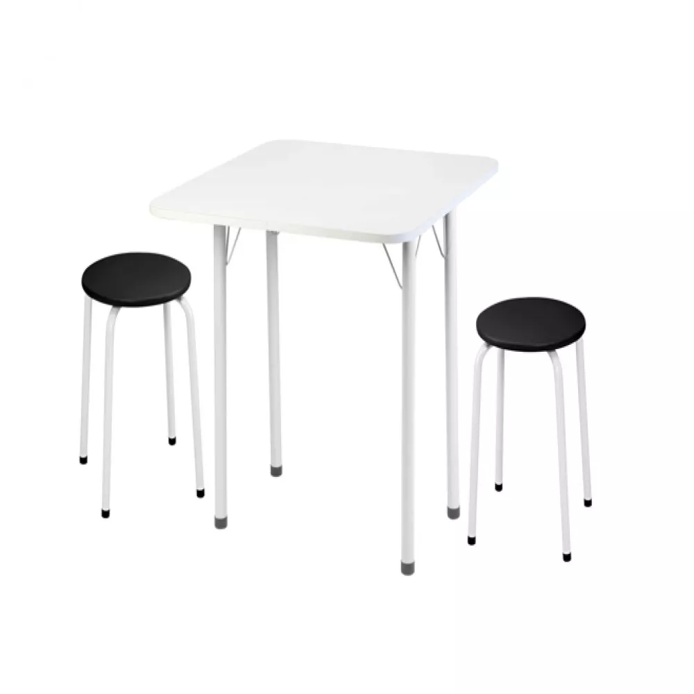 Image 0 of 5 of Mesa Dobrável Branca com 2 Banquetas Fil Móveis