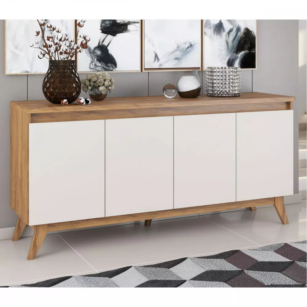 Image 0 of 4 of Aparador Buffet Filipe 4 Portas Imbuia Off White Viero