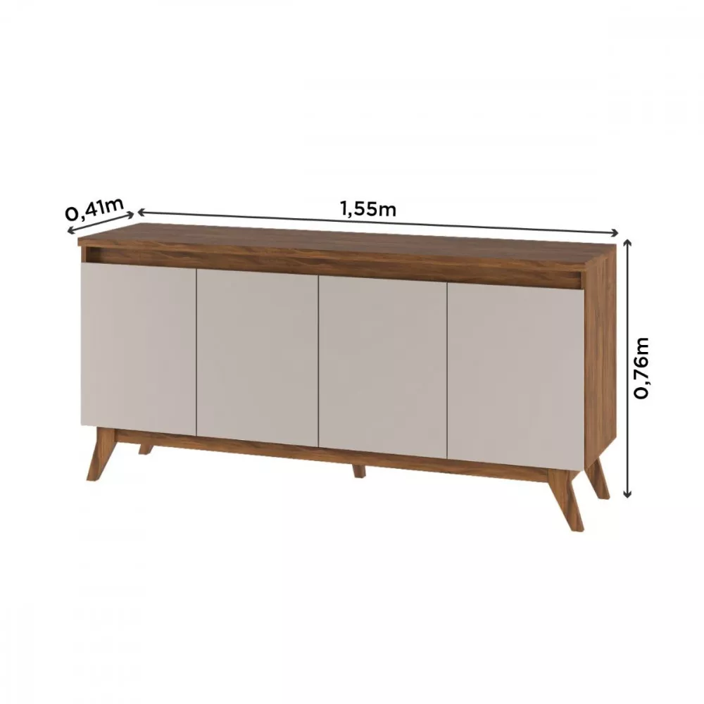 Image 3 of 4 of Aparador Buffet Filipe 4 Portas Imbuia Off White Viero