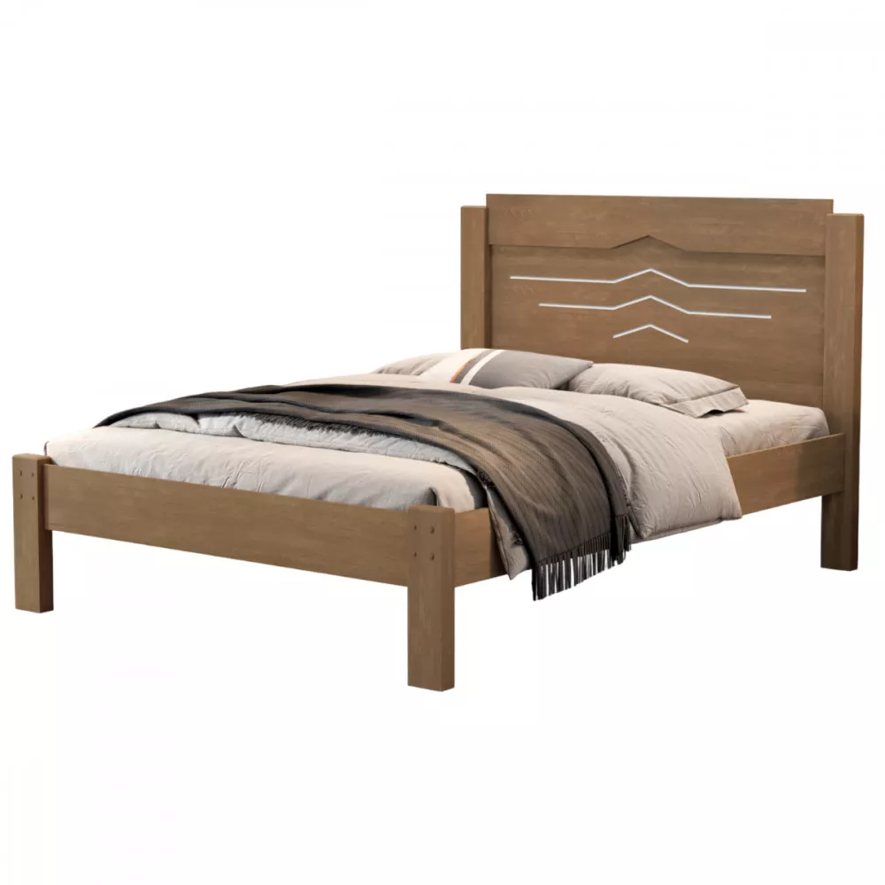 Image 0 of 3 of Cama de Casal Sofia MDF Freijo com Off White VJ Moveis