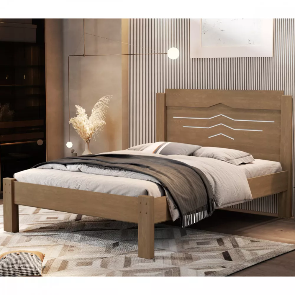 Image 1 of 3 of Cama de Casal Sofia MDF Freijo com Off White VJ Moveis