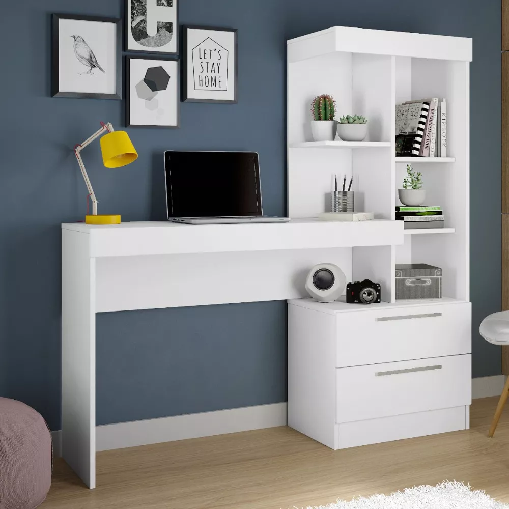 Image 2 of 7 of Mesa para Escritório com Estante e 2 Gavetas Flex Office Notável