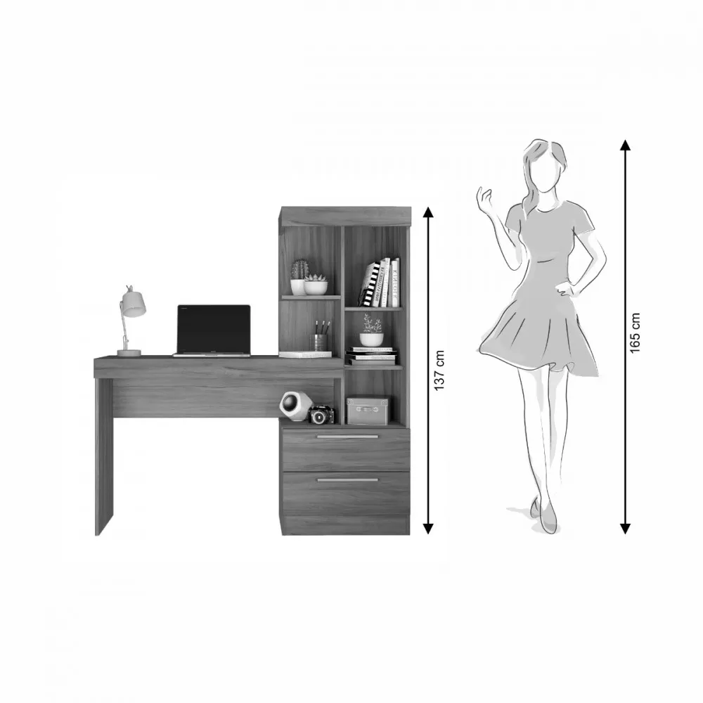 Image 6 of 7 of Mesa para Escritório com Estante e 2 Gavetas Flex Office Notável