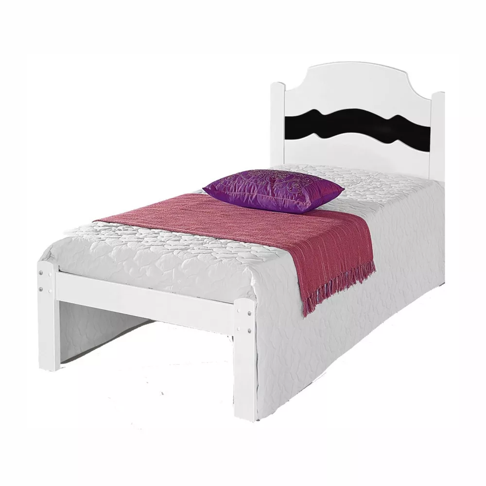 Image 0 of 4 of Cama Solteiro Branco Brilho Preto Flex Iris Cambel