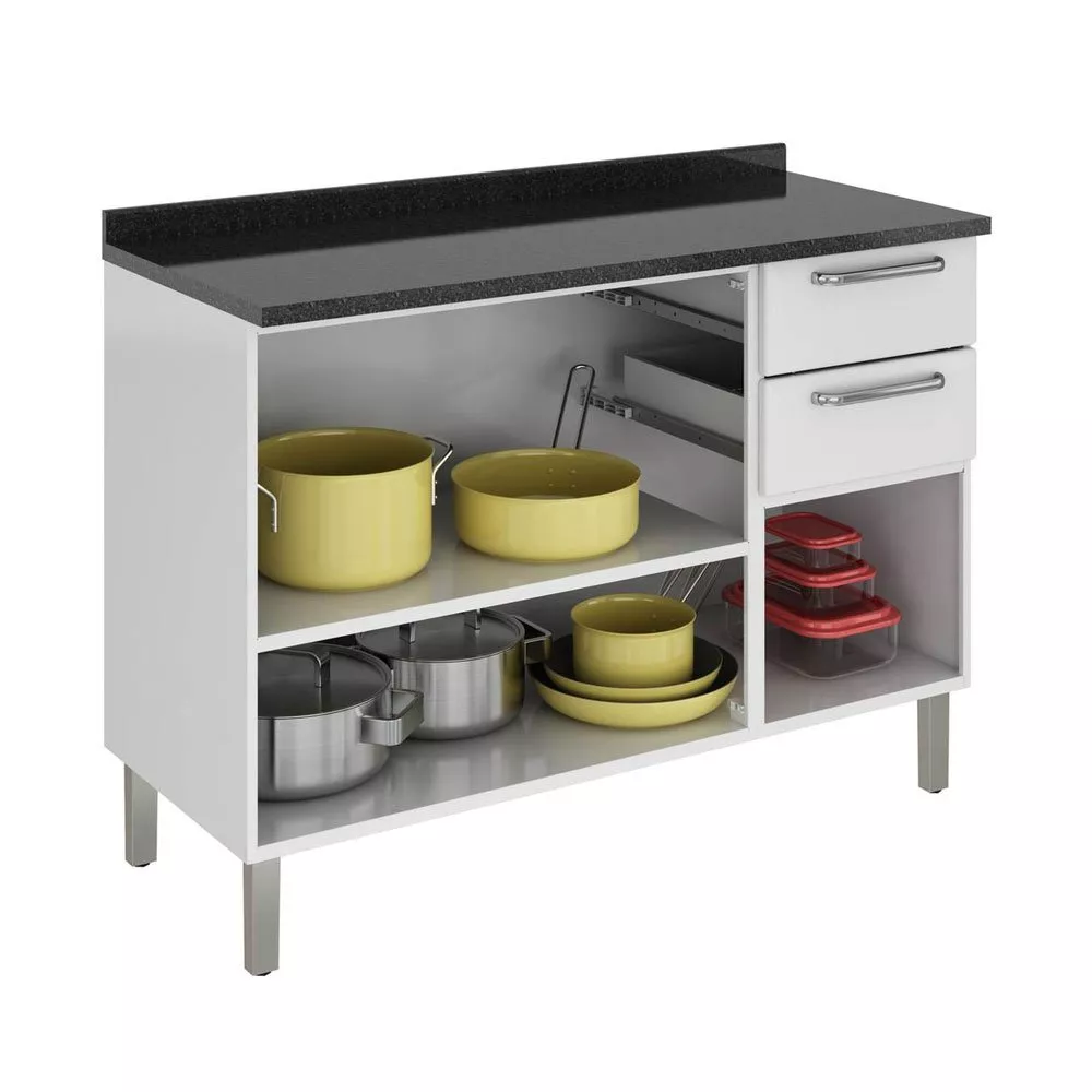 Image 1 of 2 of Balcão para Cozinha Tarsila 3 Portas 2 Gavetas 120cm Itatiaia