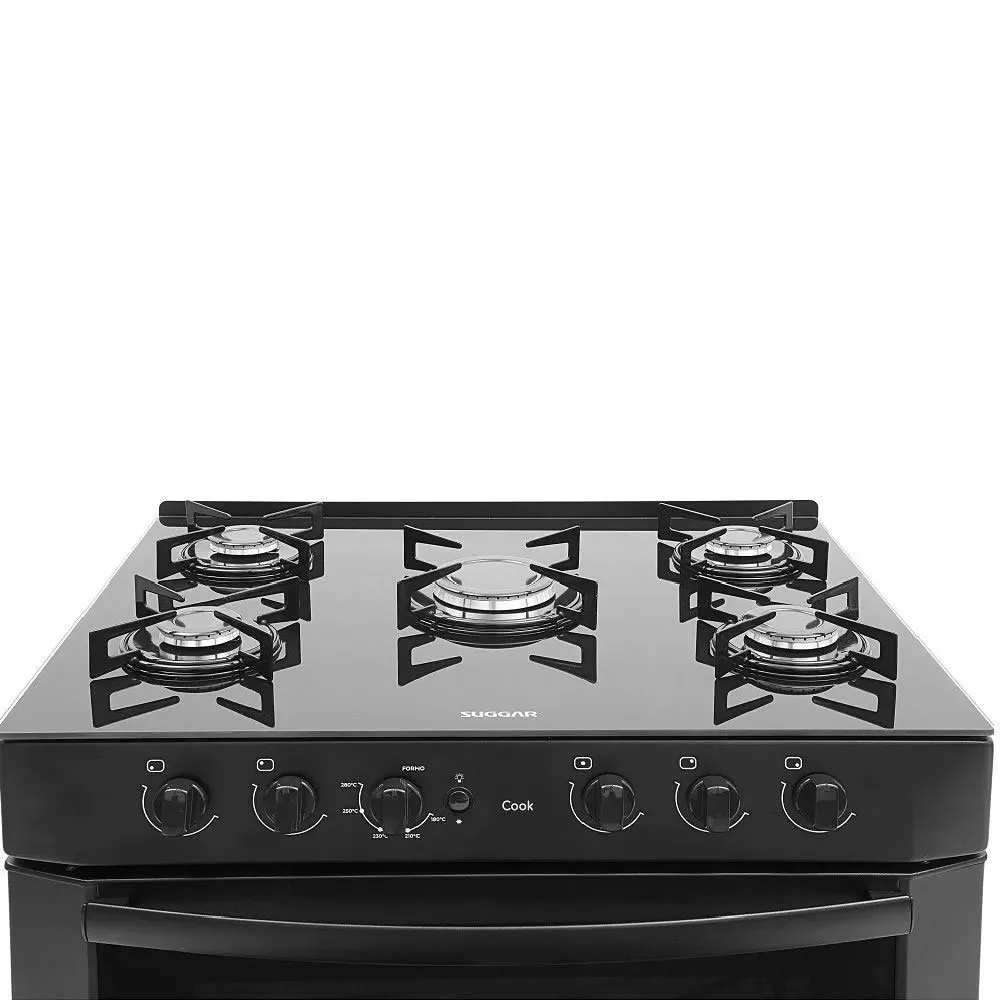 Image 2 of 7 of Fogão de Piso Cook Mesa de Vidro Botões Front Control 5 Queimadores Suggar