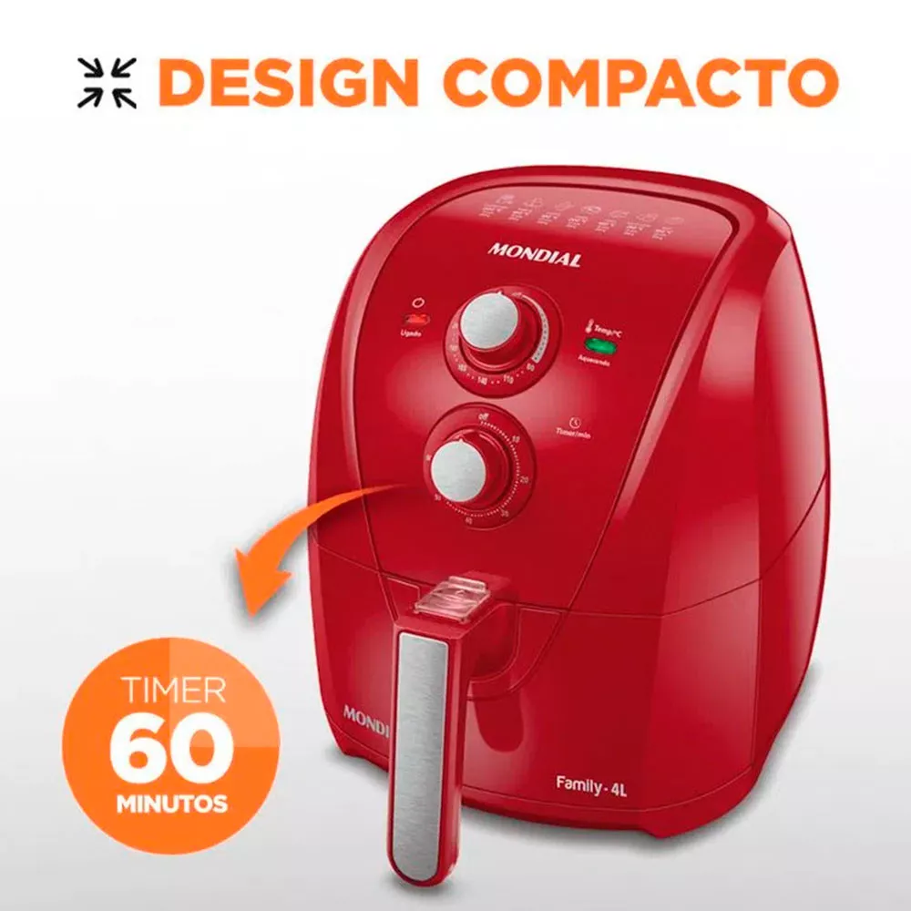 Image 5 of 6 of Fritadeira Elétrica sem Óleo Air Fryer AFN-40-FR 4 Litros 1500W Mondial