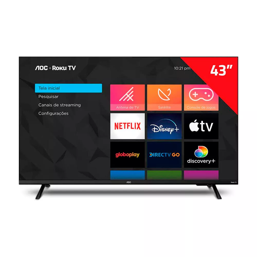 Image 1 of 5 of Smart Tv 43 Polegadas Led Full HD Roku Aoc
