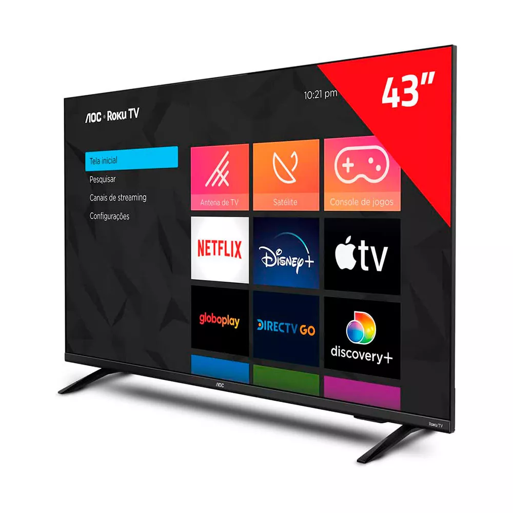 Image 2 of 5 of Smart Tv 43 Polegadas Led Full HD Roku Aoc