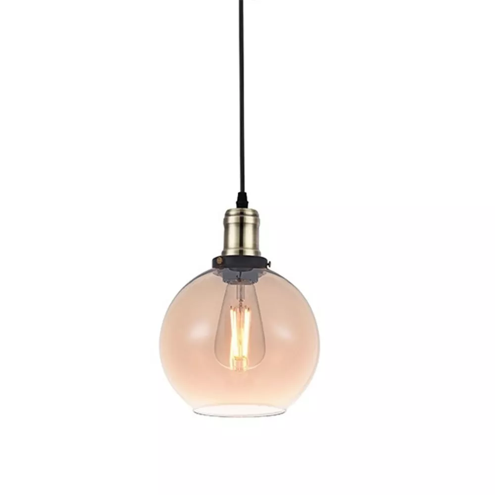 Image 0 of 1 of Luminária Pendente Vintage Ambar Globe 200mm para 1 Lâmpada Blumenau