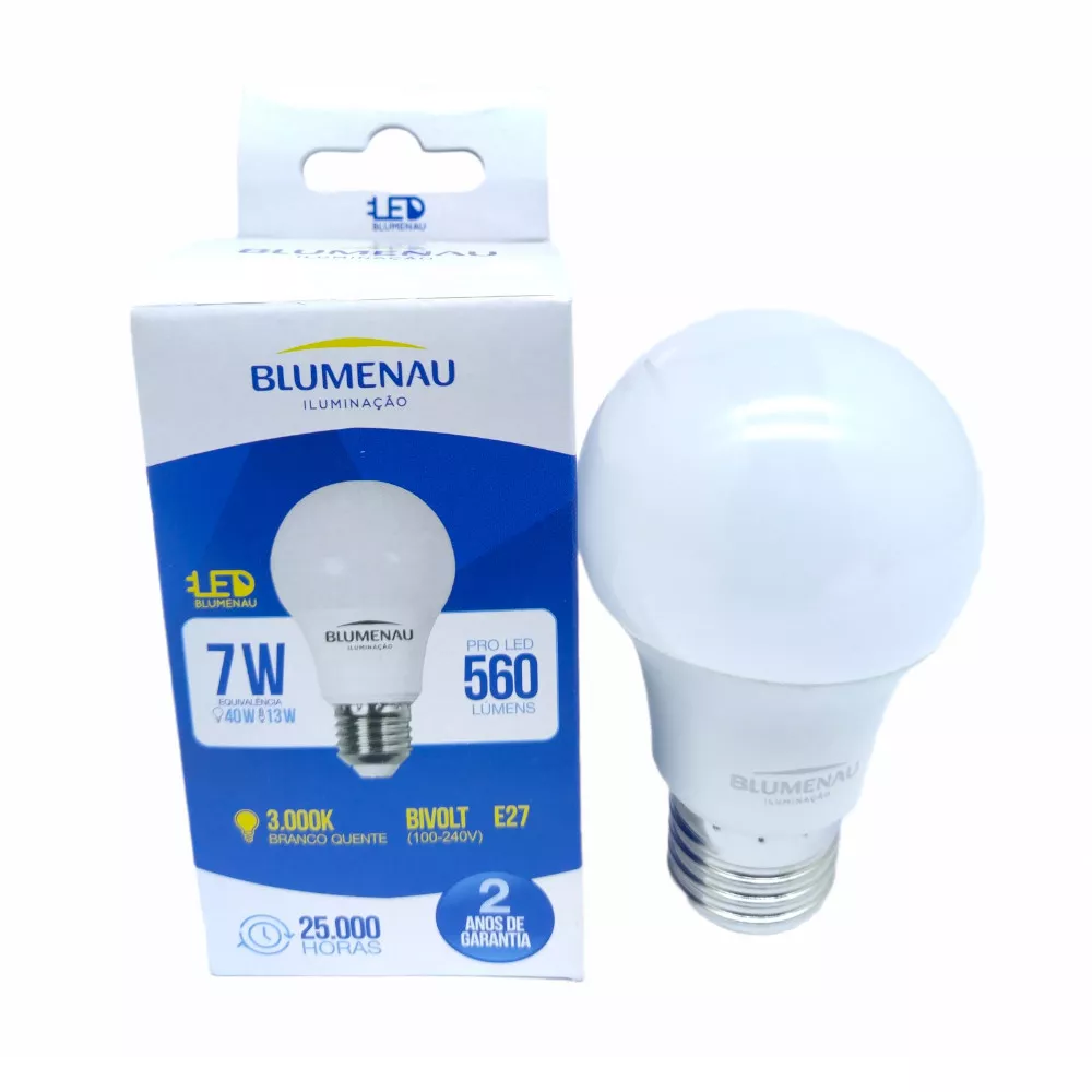 Image 0 of 3 of Lâmpada LED Bulbo 7W Bivolt 560 Lumens 3000K Blumenau