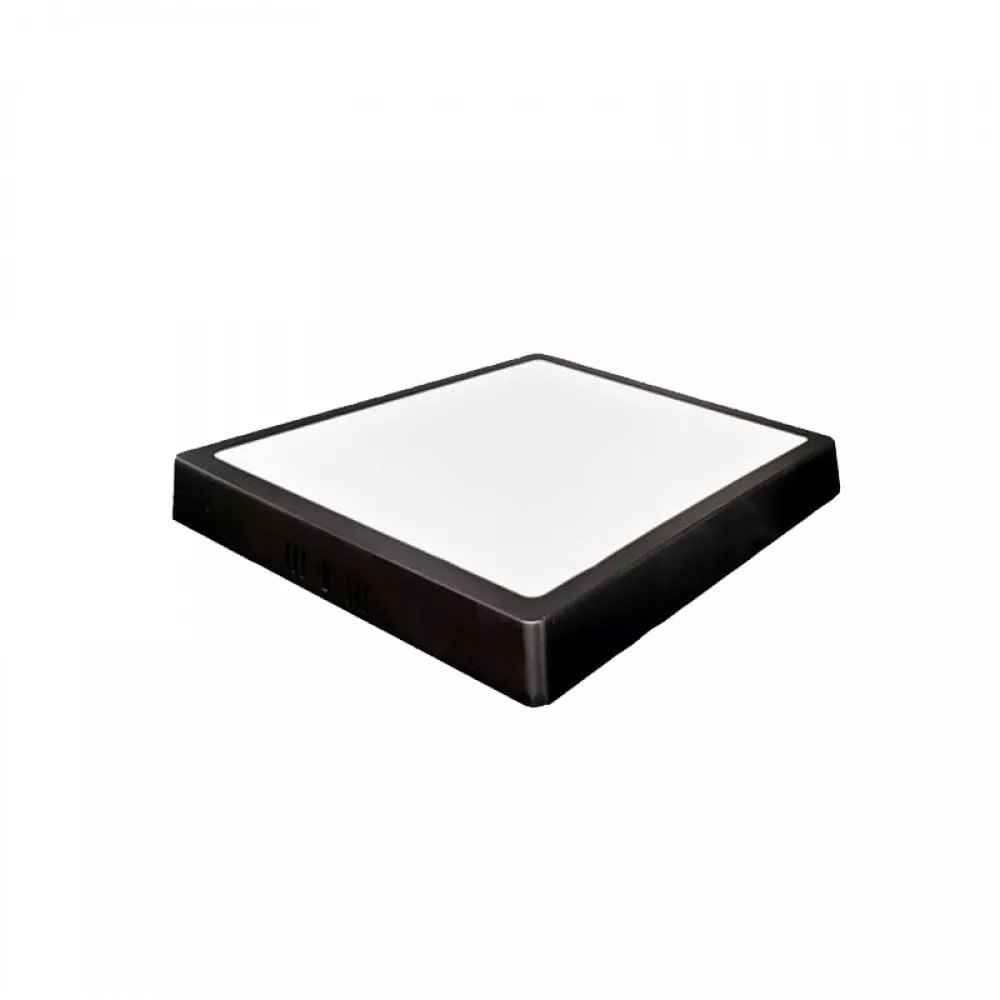 Image 0 of 3 of Plafon de led quadrado leitoso de sobrepor bivolt Blumenau 18W 3000K borda preta 20X20